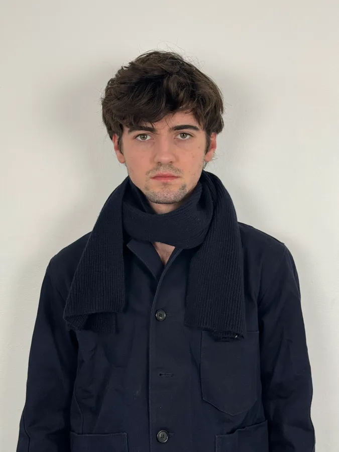 2000s Prada Navy Wool Minimalist Scarf - Image 2