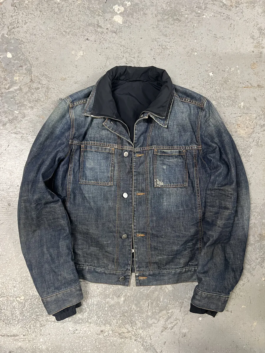 2000s Prada Nylon Lining Denim Jacket - Image 3
