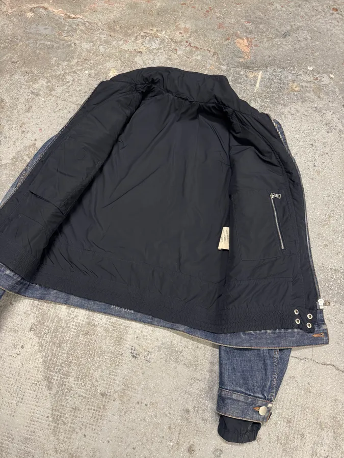 2000s Prada Nylon Lining Denim Jacket - Image 12