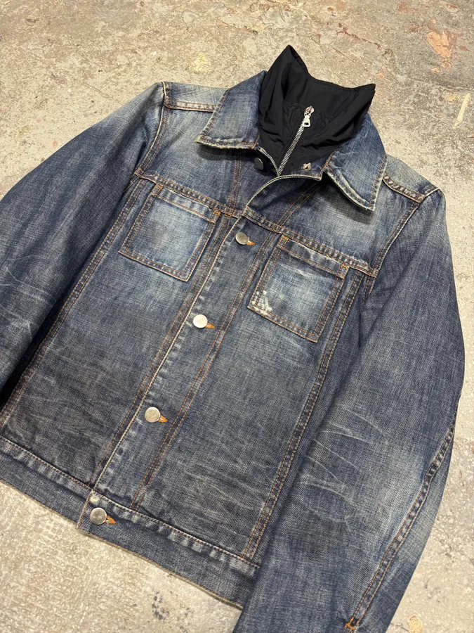 2000s Prada Nylon Lining Denim Jacket - Image 2