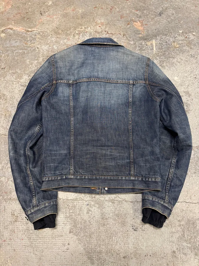 2000s Prada Nylon Lining Denim Jacket - Image 3