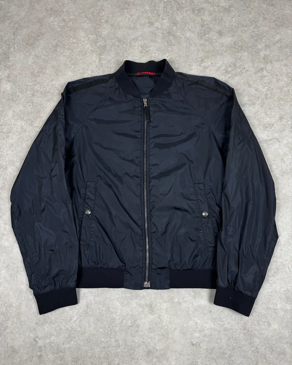 2000s Prada Nylon Navy Bomber Jacket