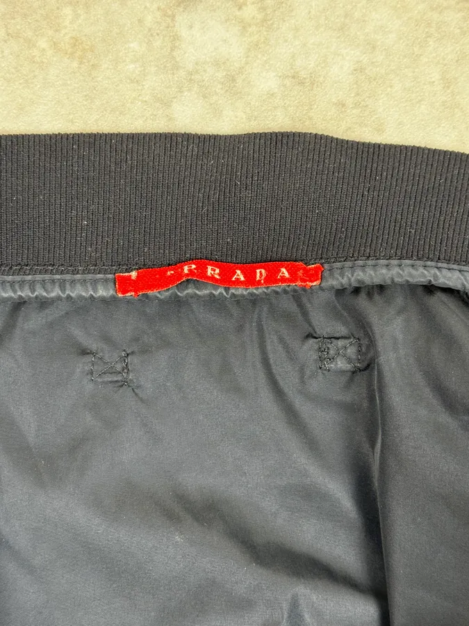 2000s Prada Nylon Navy Bomber Jacket - Image 11
