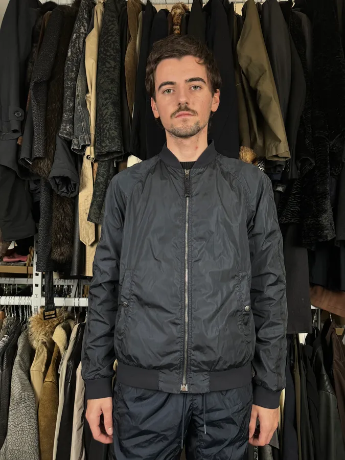 2000s Prada Nylon Navy Bomber Jacket - Image 2