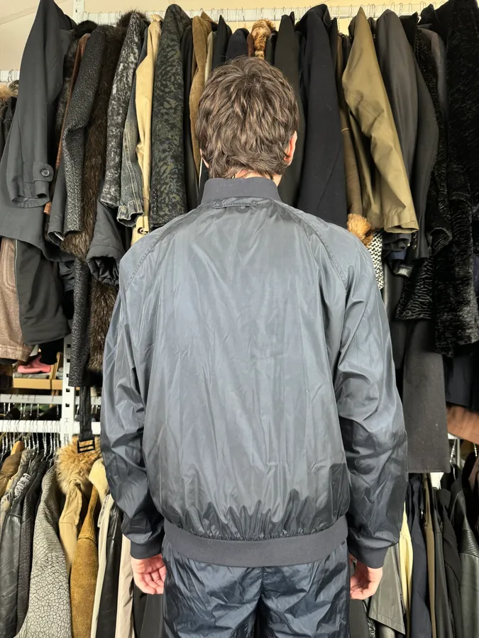 2000s Prada Nylon Navy Bomber Jacket - Image 3