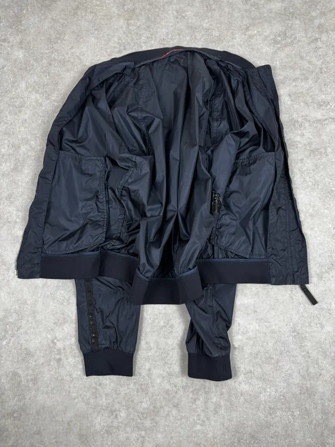 2000s Prada Nylon Navy Bomber Jacket - Image 7