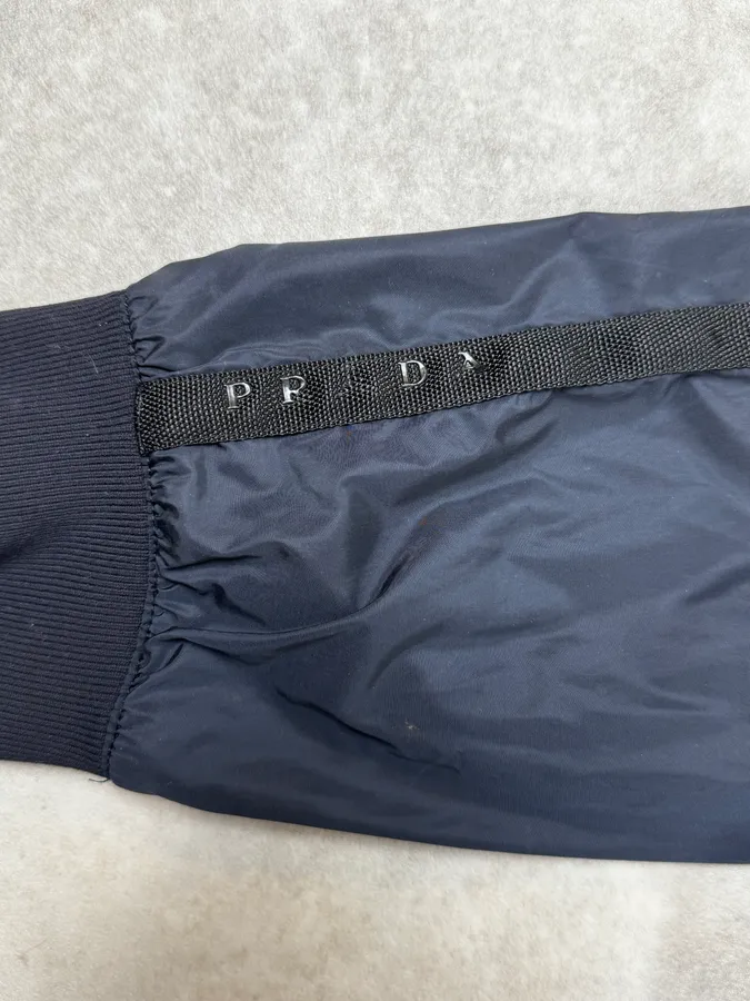 2000s Prada Nylon Navy Bomber Jacket - Image 9