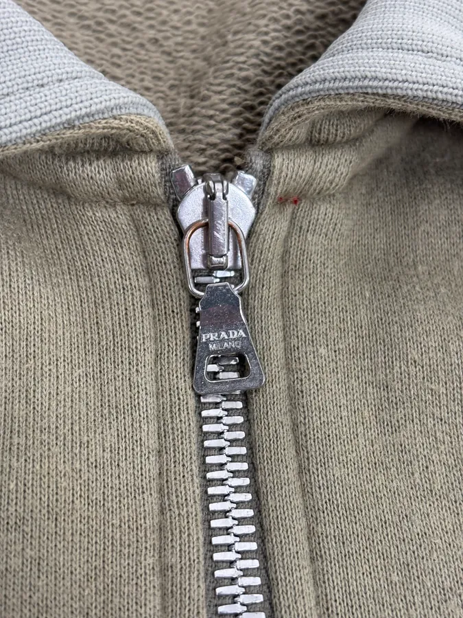 2000s Prada Olive Green Cozy Zip-Up Jacket - Image 10