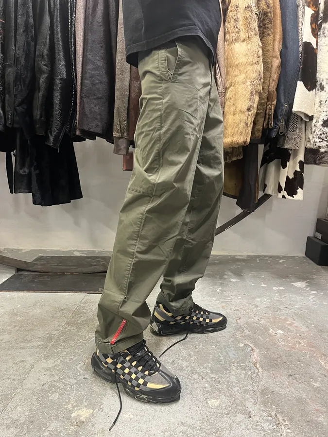 2000s Prada Olive Linea Rossa Pants - Image 3