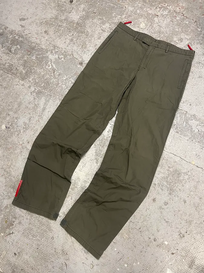 2000s Prada Olive Linea Rossa Pants - Image 5