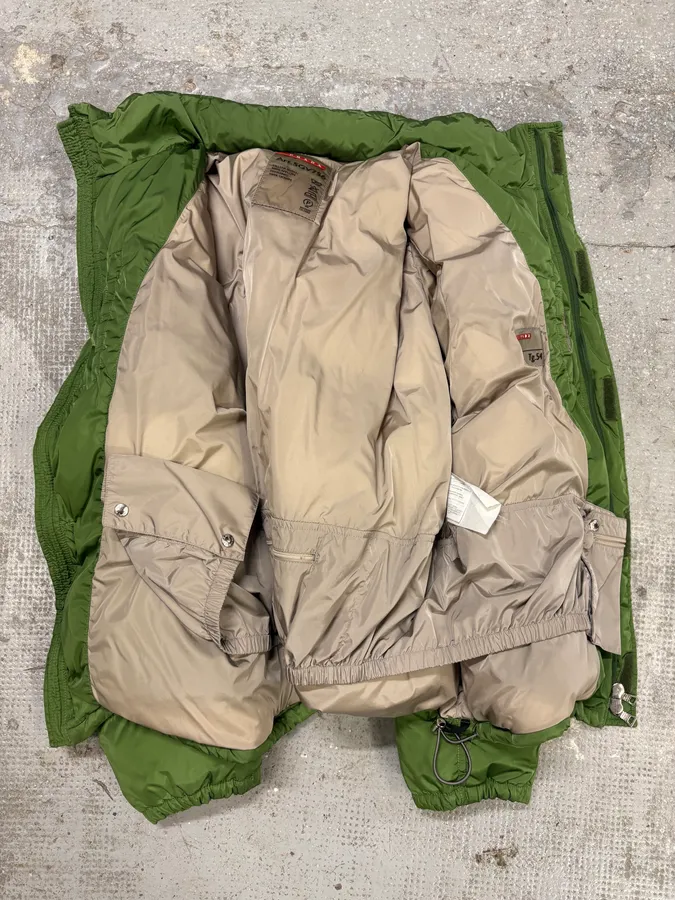2000s Prada Olive Linea Rossa Puffer Jacket - Image 7