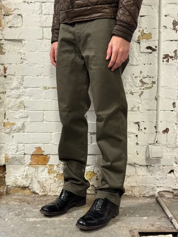 2000s Prada Olive Straight Pants - Image 3