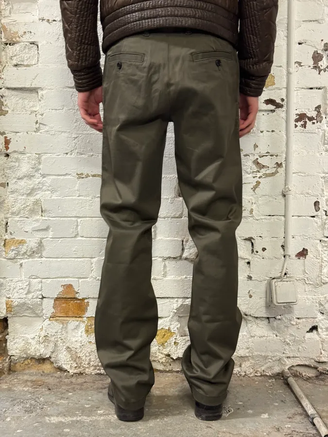 2000s Prada Olive Straight Pants - Image 4