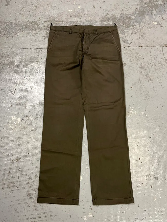 2000s Prada Olive Straight Pants - Image 5