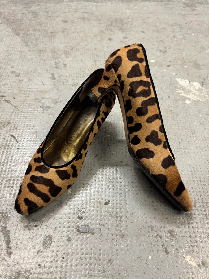 2000s Prada Pony Hair Leopard Heels Pumps - Image 11