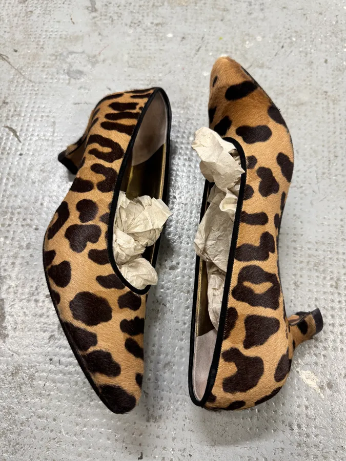2000s Prada Pony Hair Leopard Heels Pumps - Image 2