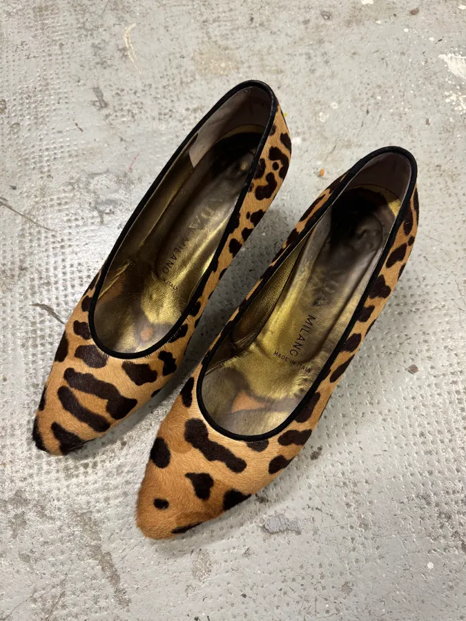 2000s Prada Pony Hair Leopard Heels Pumps - Image 3