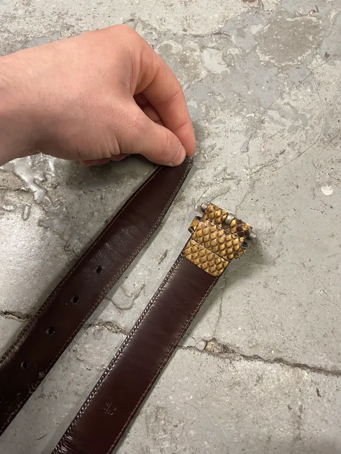 2000s Prada Raw Python Leather Belt - Image 6