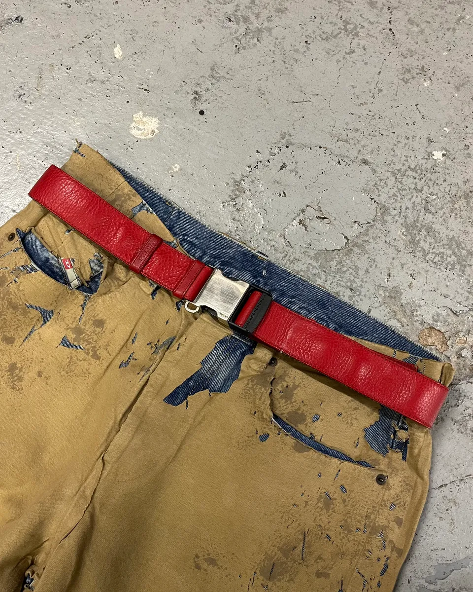 2000s Prada Red Leather Belt