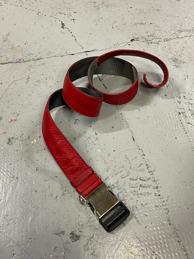 2000s Prada Red Leather Belt - Image 3