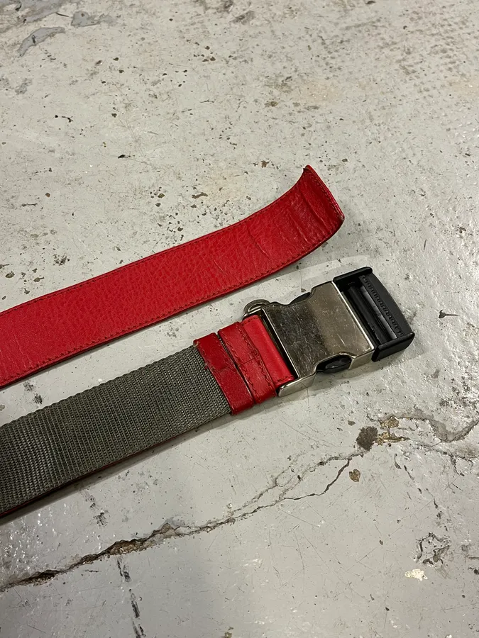 2000s Prada Red Leather Belt - Image 4