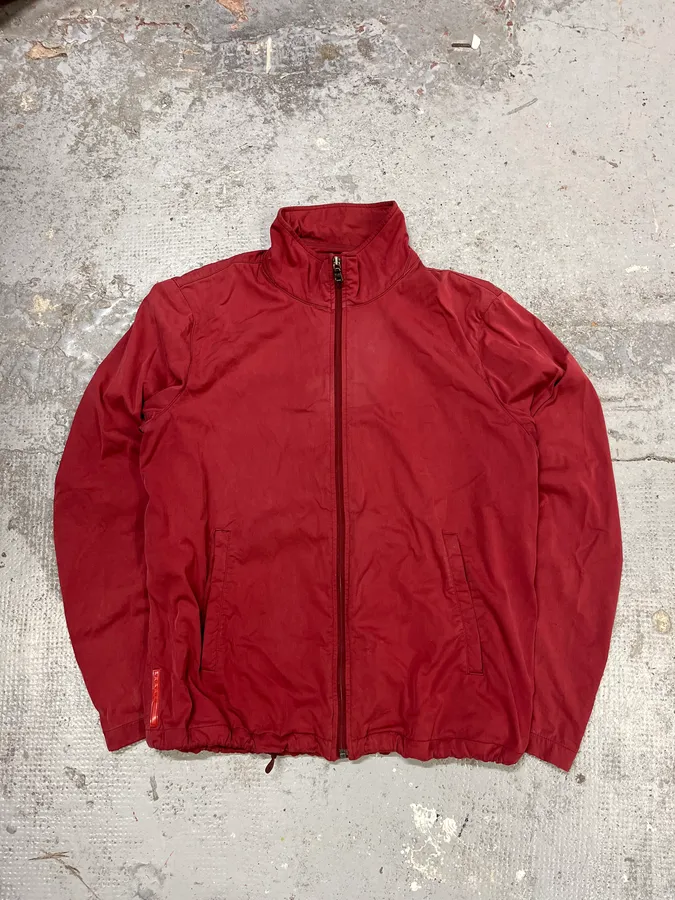 2000s Prada Red Nylon Windbreaker Jacket - Image 3