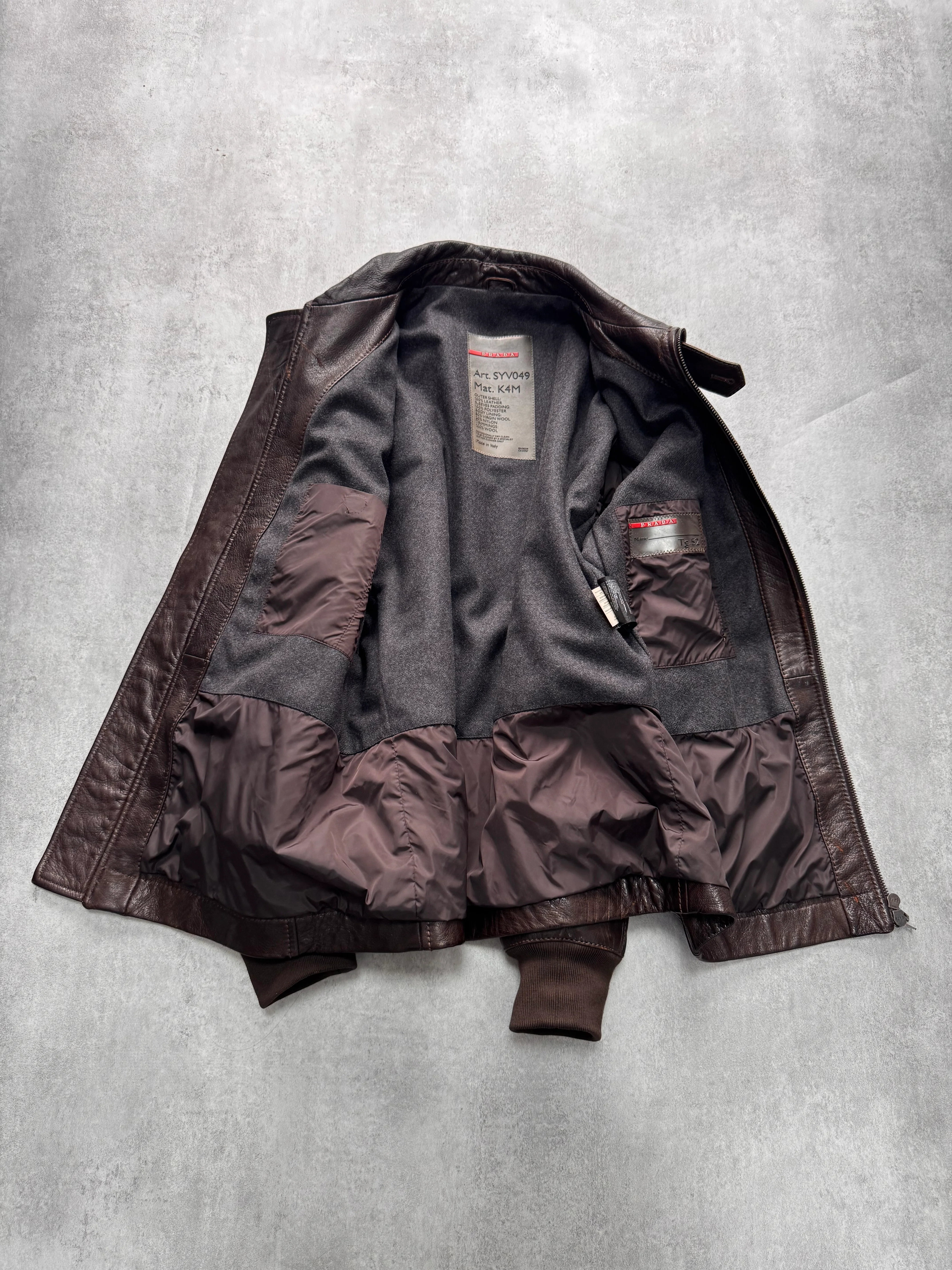 2000s Prada Scarred Heavy Leather Jacket - Image 6