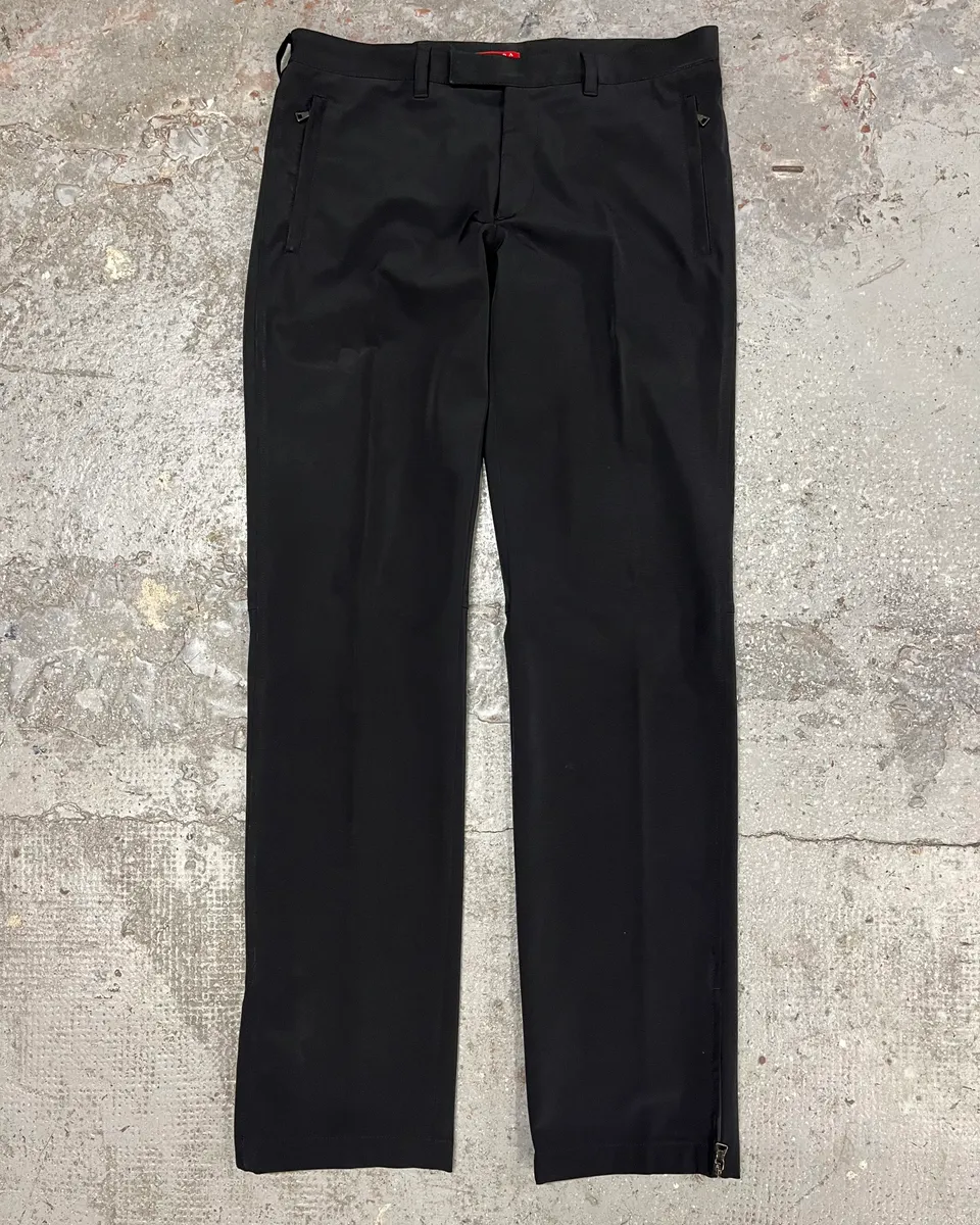 2000s Prada Sport Black Zip Pants - Image 2