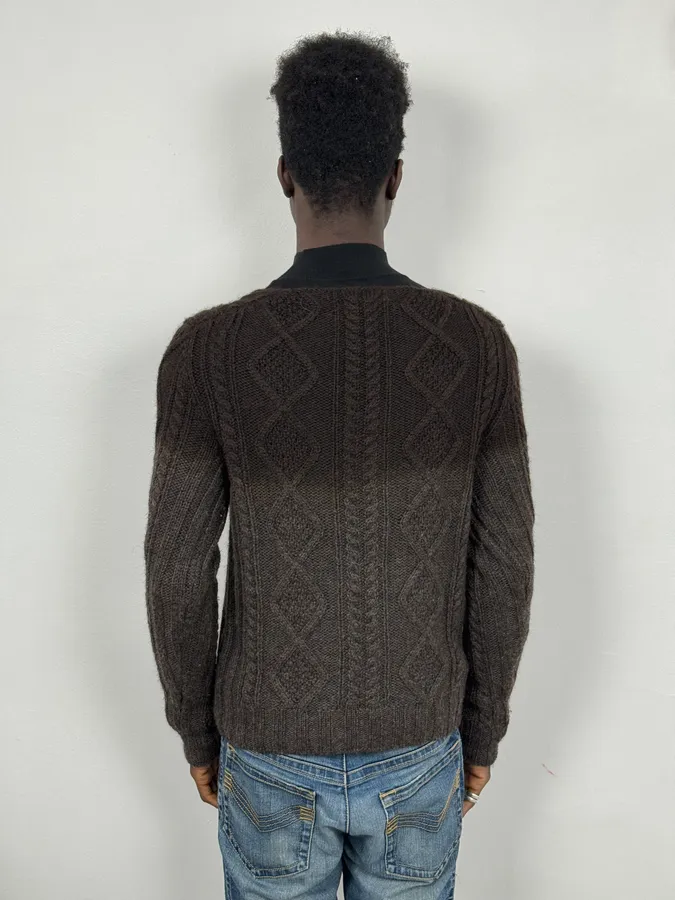 2000s Prada V-Neck Black Wool Sweater - Image 3