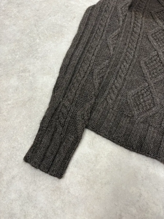 2000s Prada V-Neck Black Wool Sweater - Image 7