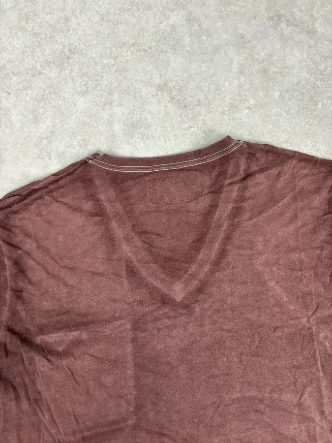 2000s Prada V Neck Irregular Rust T-Shirt - Image 6