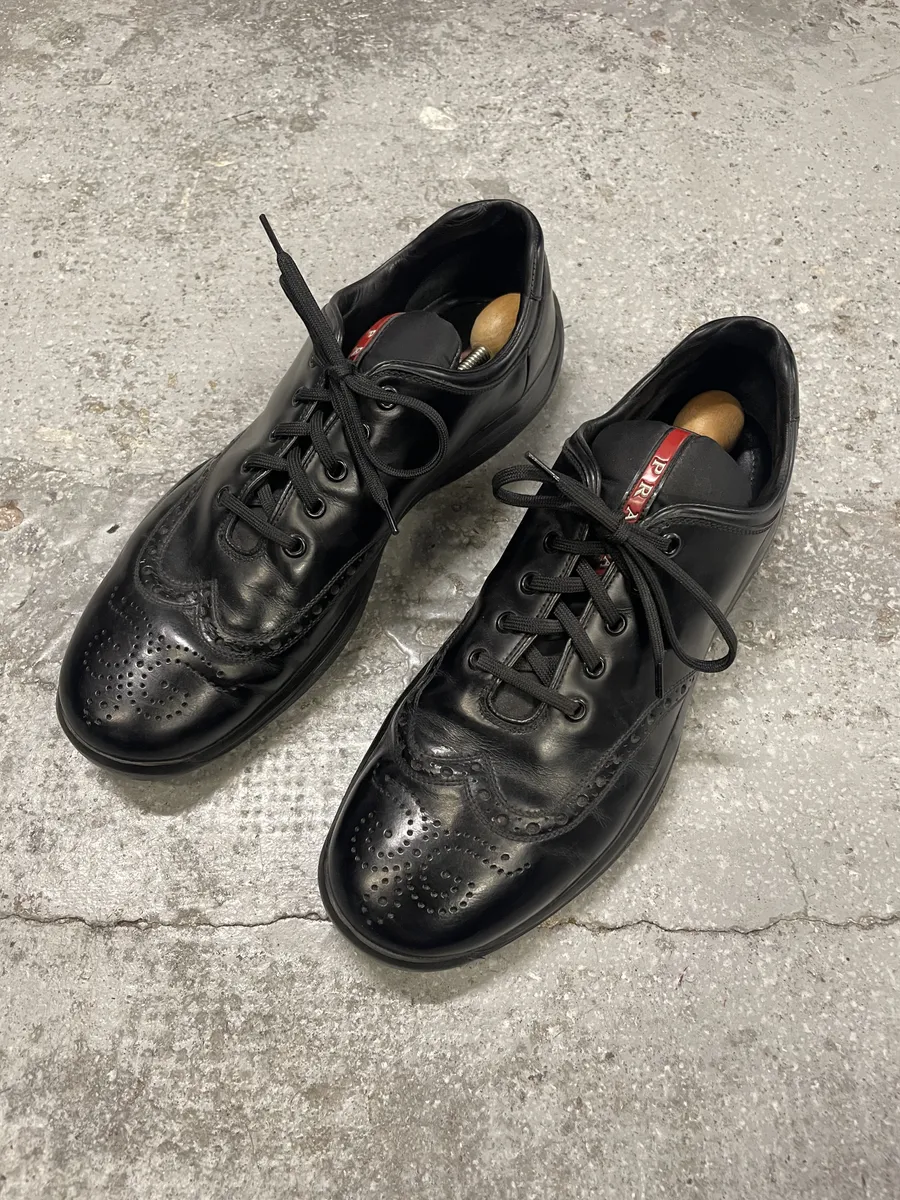 2000s Prada Western America’s Cup Leather Sneakers - Image 3