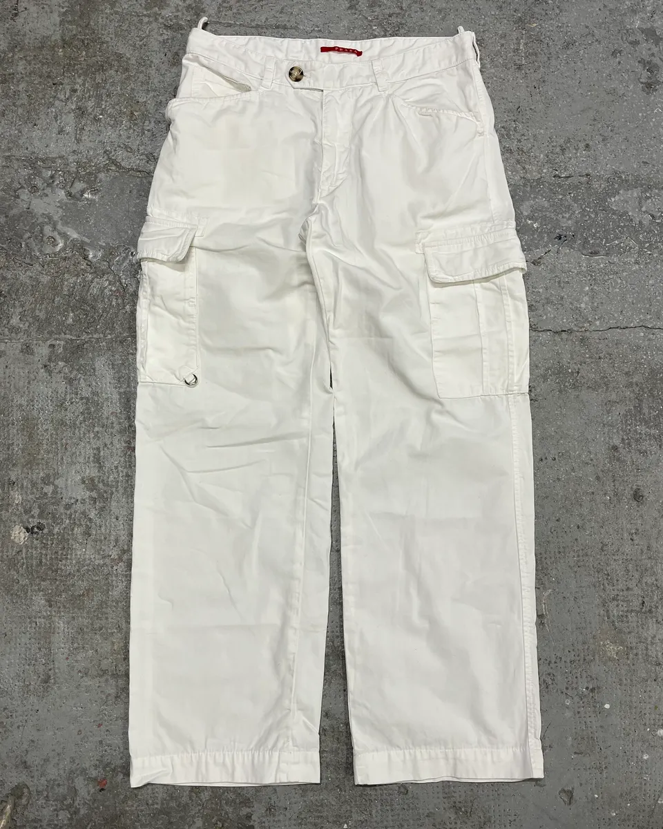 2000s Prada White Cargo Pants