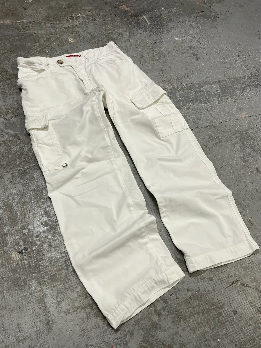 2000s Prada White Cargo Pants - Image 3