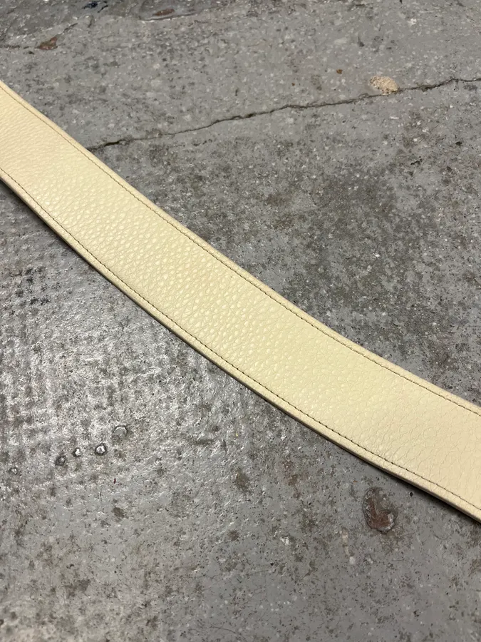 2000s Prada White Leather Signature Buckle Belt - Image 9