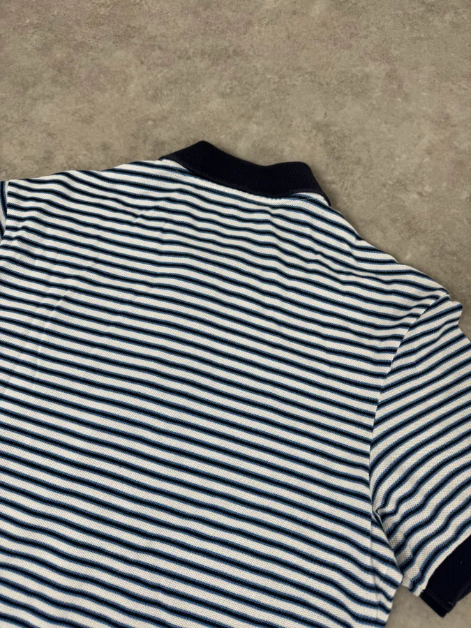 2000s Prada White & Navy Linea Rossa Polo Shirt - Image 6