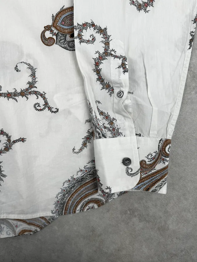 2000s Prada White Paisley Pattern Light Shirt - Image 8