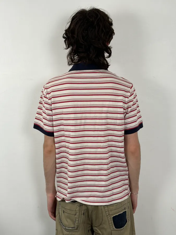 2000s Prada White & Red Stripes Polo - Image 3