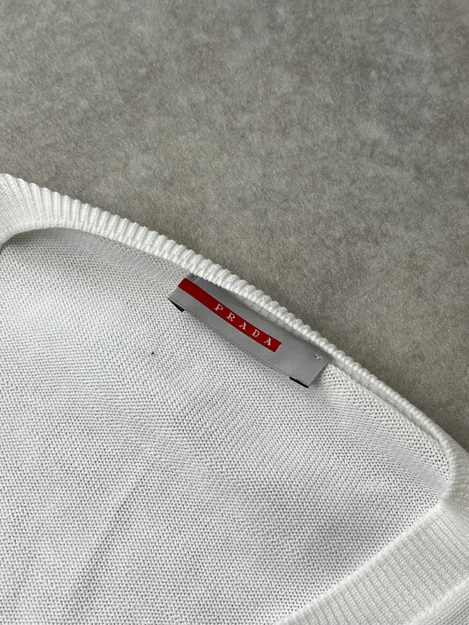2000s Prada White V-Neck Sweater - Image 7