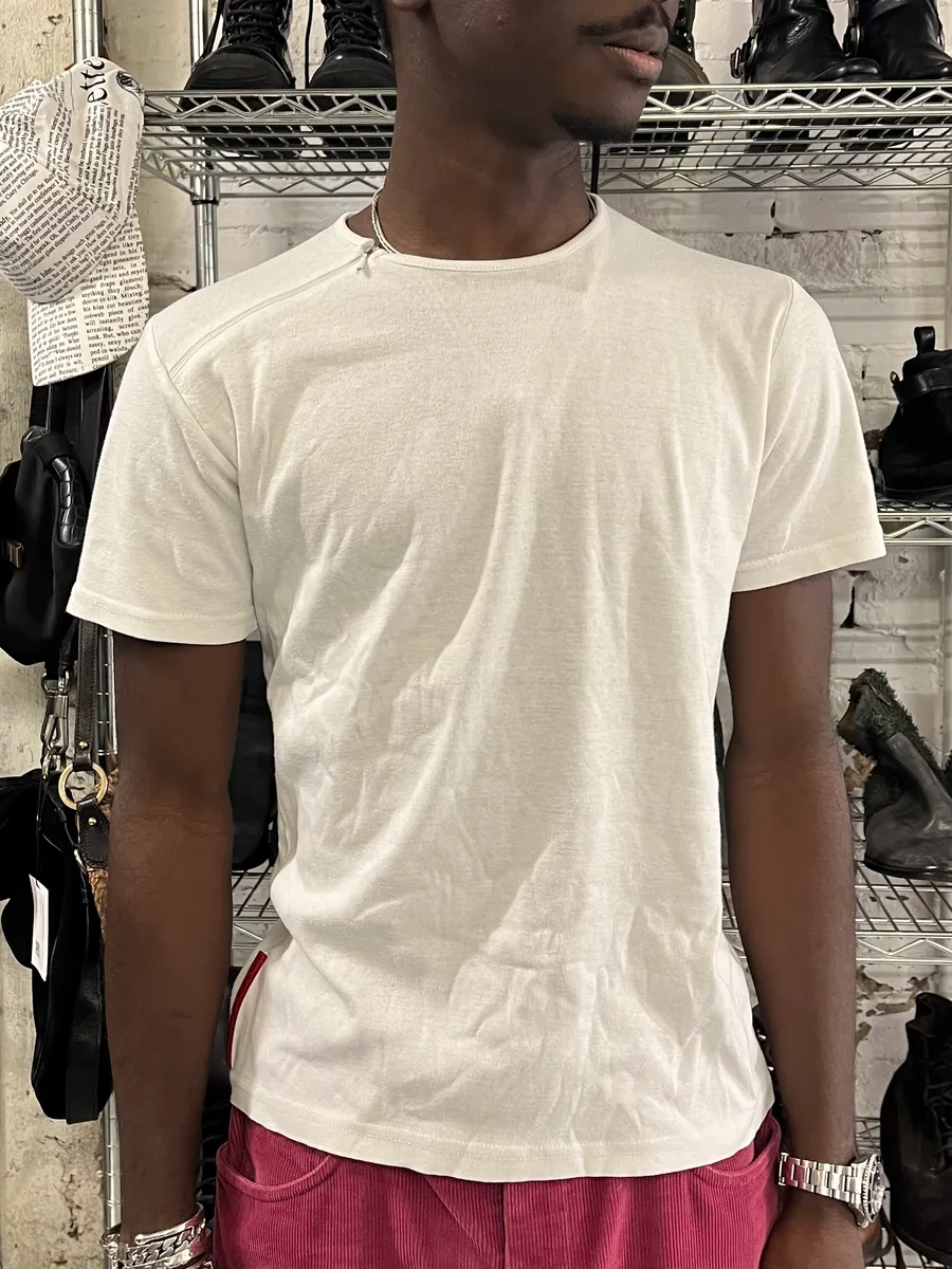 2000s Prada Zip Linea Rossa White T-Shirt