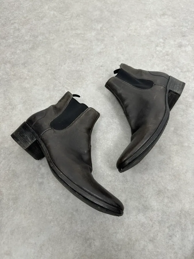 2000s Premiata Avant-Garde Grey Leather Ankle Boots - Image 2