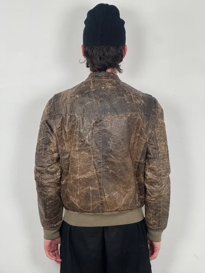 2000s Premiata Avant-Garde Raw Brown Leather Jacket - Image 3