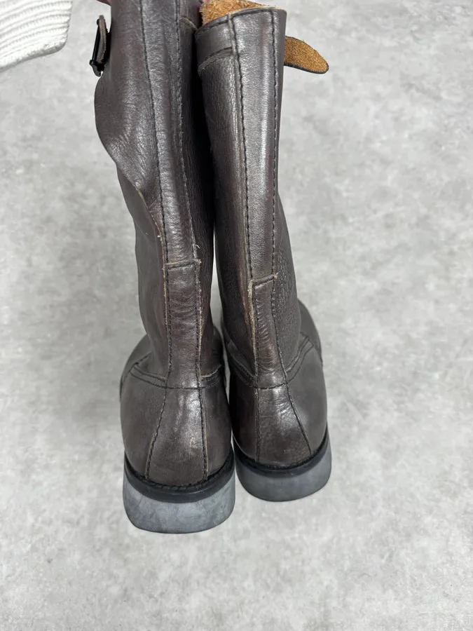2000s Premiata Dark Brown Eroded Leather Boots - Image 5