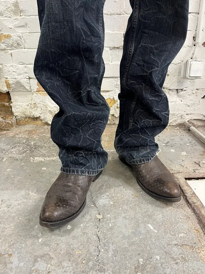 2000s Premiata Perforated Brown Leather Boots - Image 2