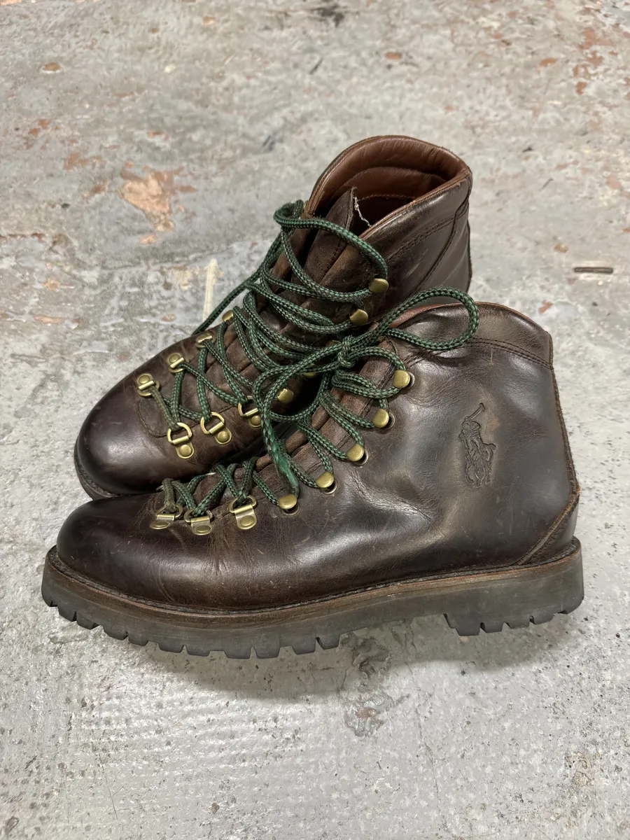 2000s Ralph Lauren Acworth Calf Leather Brown Boots - Image 5