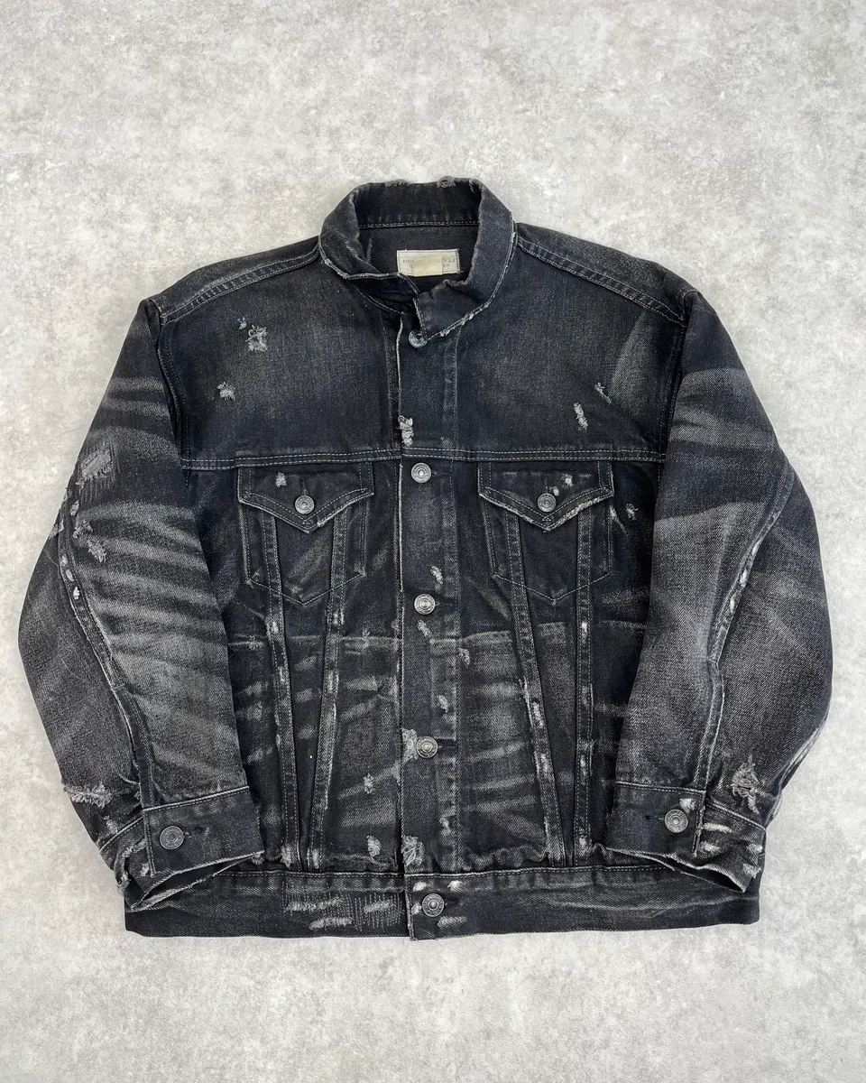 2000s Ralph Lauren Black USA Flag Patch Denim Jacket