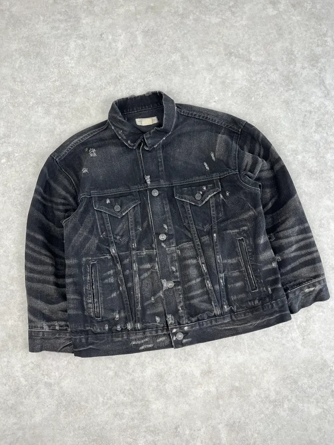 2000s Ralph Lauren Black USA Flag Patch Denim Jacket - Image 4