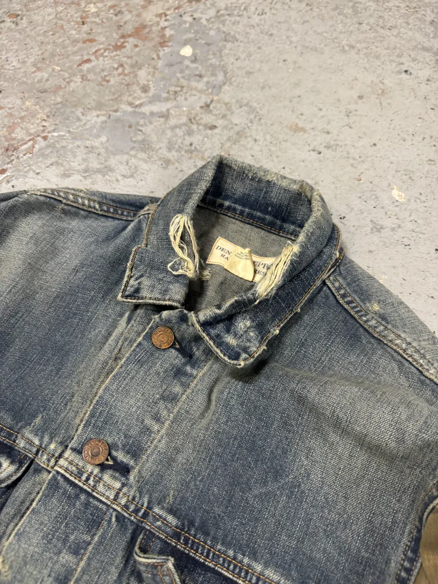 2000s Ralph Lauren Blue Denim Jacket with Camo Sleeves - Image 6