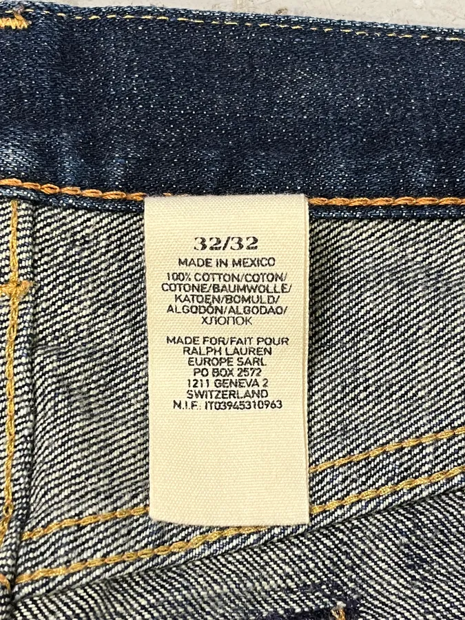 2000s Ralph Lauren Blue Patchwork Effect Slim Denim Jeans - Image 14