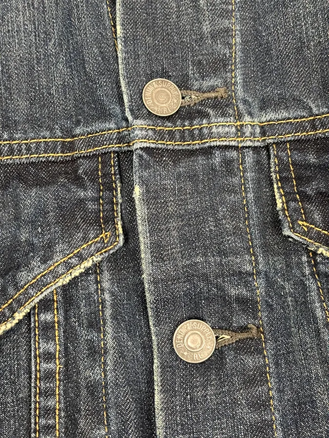 2000s Ralph Lauren Dark Blue Minimalist Stiched Denim Jacket - Image 9